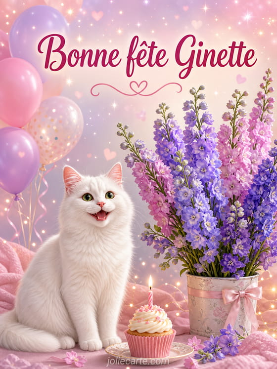 Carte bonne fĂȘte Ginette