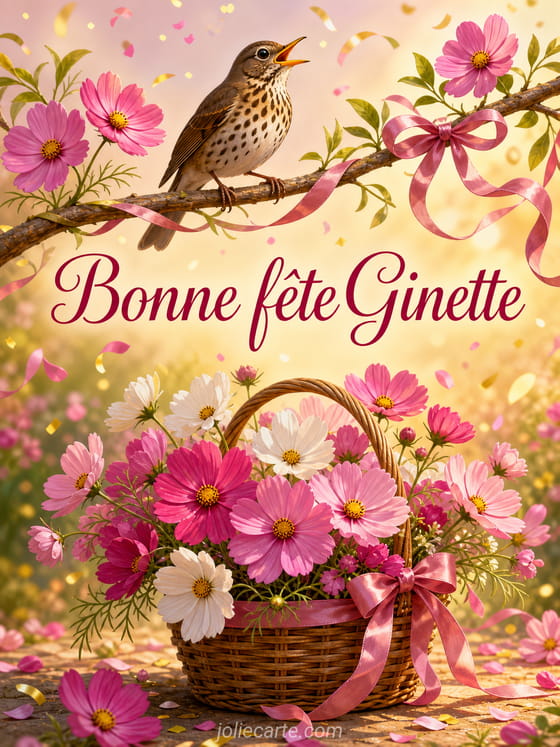 Carte bonne fĂȘte Ginette
