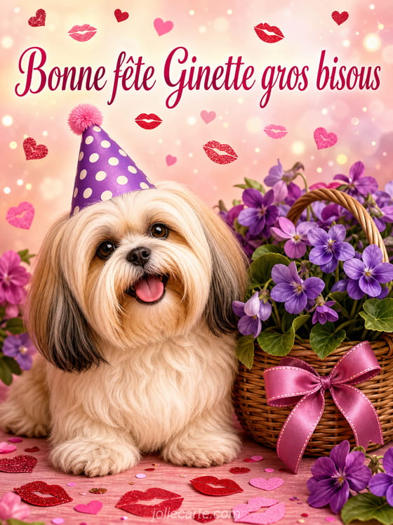 Carte bonne fĂȘte Ginette