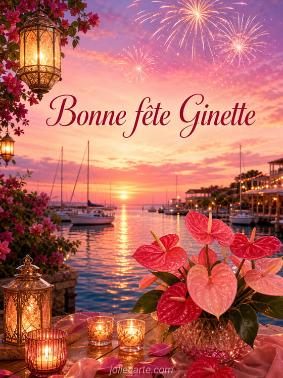 Carte bonne fĂȘte Ginette