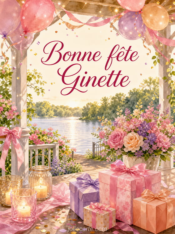 Carte bonne fĂȘte Ginette