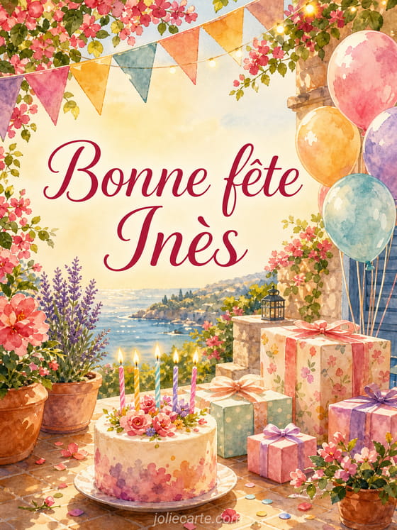 Carte bonne fĂȘte InĂšs