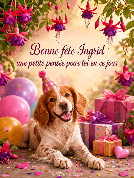 Carte bonne fĂȘte Ingrid