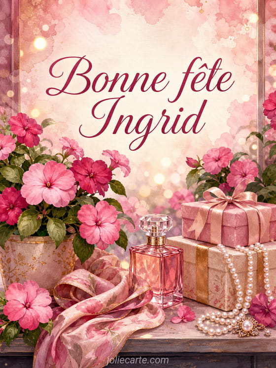 Carte bonne fĂȘte Ingrid