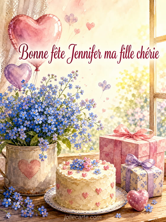 Carte bonne fĂȘte Jennifer