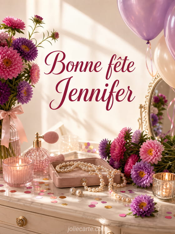 Carte bonne fĂȘte Jennifer
