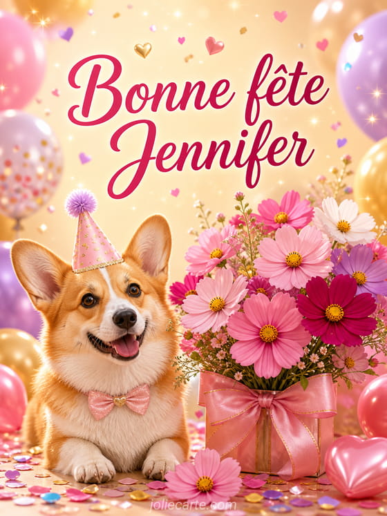 Carte bonne fĂȘte Jennifer