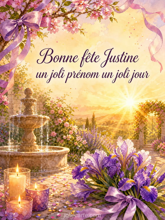 Carte bonne fête Justine