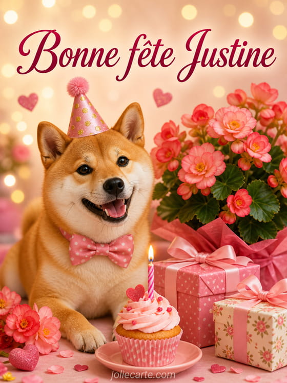 Carte bonne fête Justine