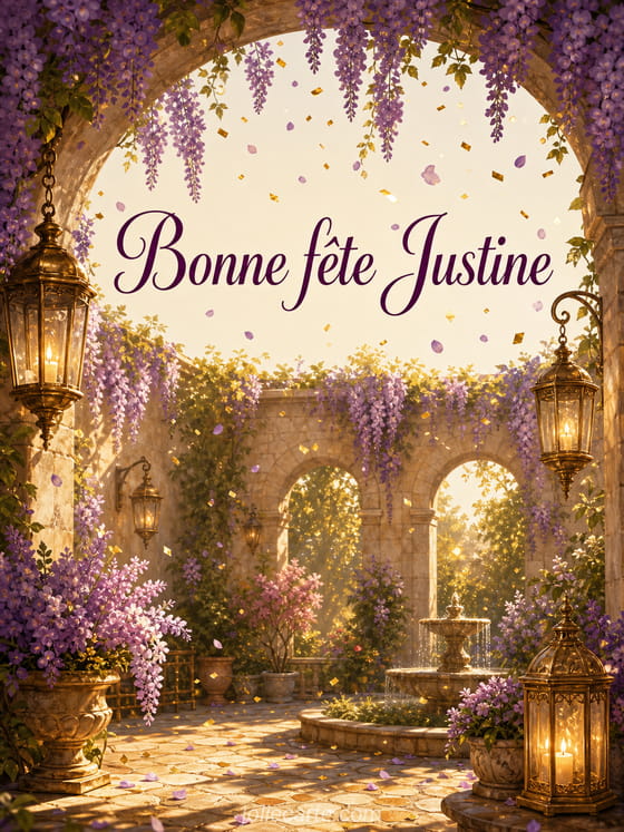 Carte bonne fête Justine