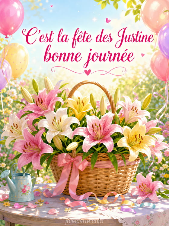 Carte bonne fête Justine
