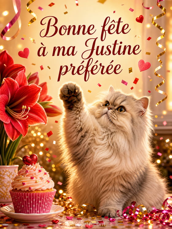 Carte bonne fête Justine