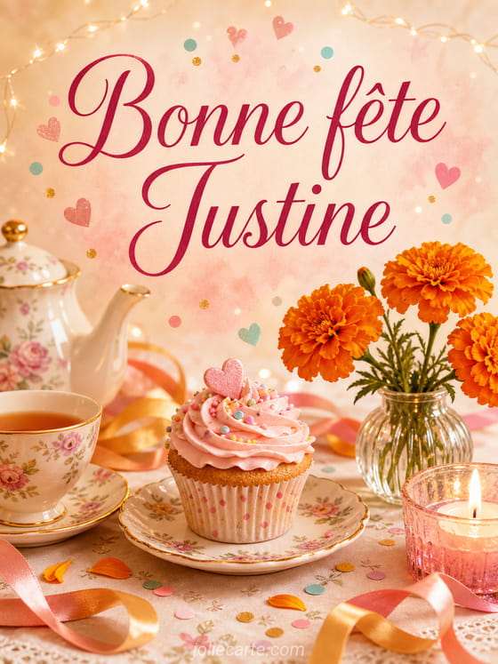 Carte bonne fête Justine
