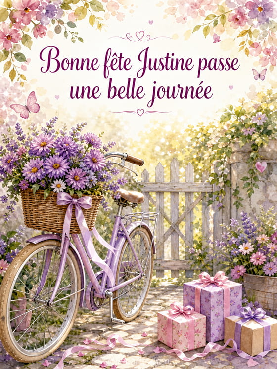 Carte bonne fête Justine
