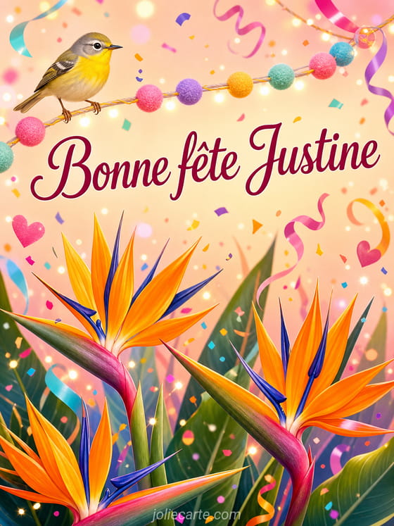 Carte bonne fête Justine