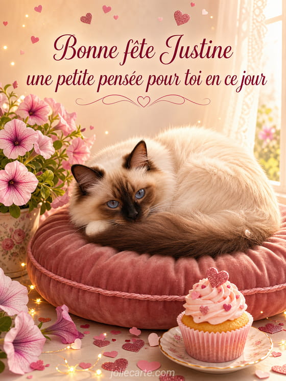 Carte bonne fête Justine