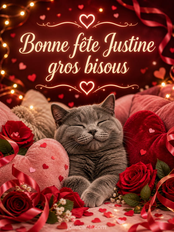 Carte bonne fête Justine