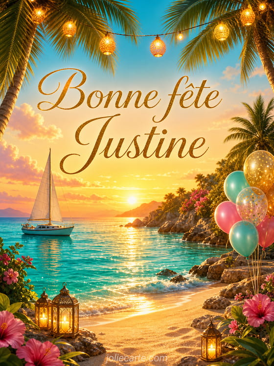 Carte bonne fête Justine