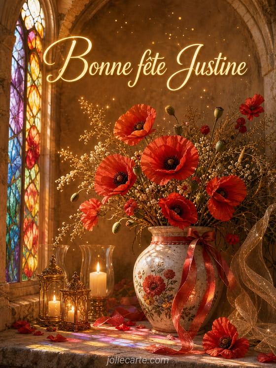 Carte bonne fête Justine