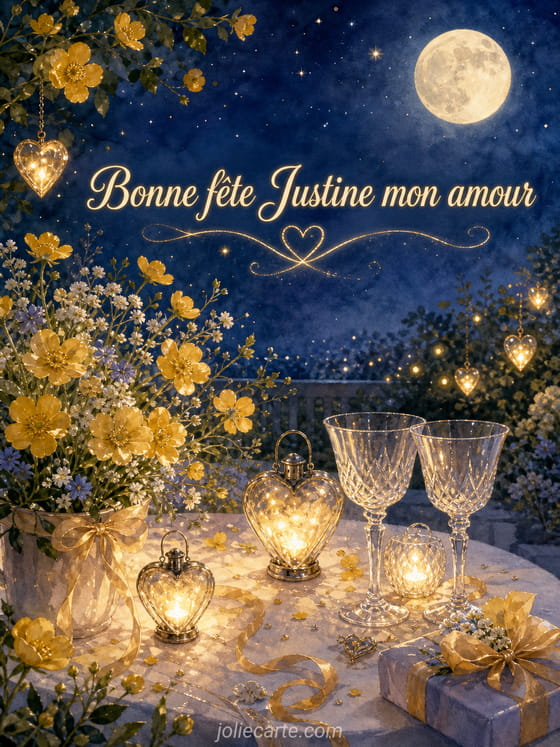 Carte bonne fête Justine