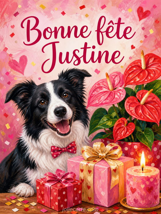 Carte bonne fête Justine