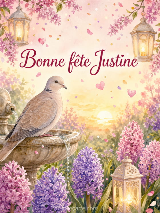 Carte bonne fête Justine