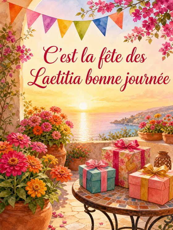 Carte bonne fête Laetitia