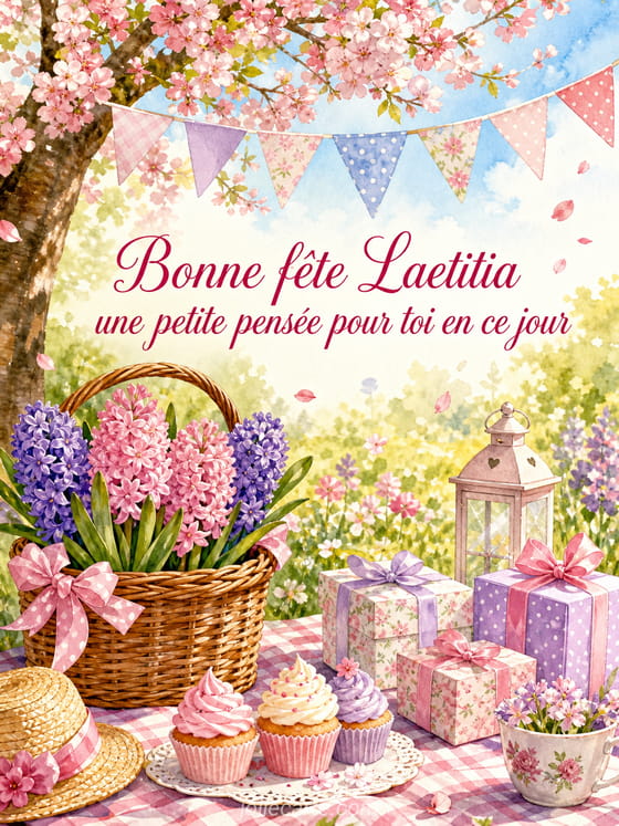 Carte bonne fête Laetitia