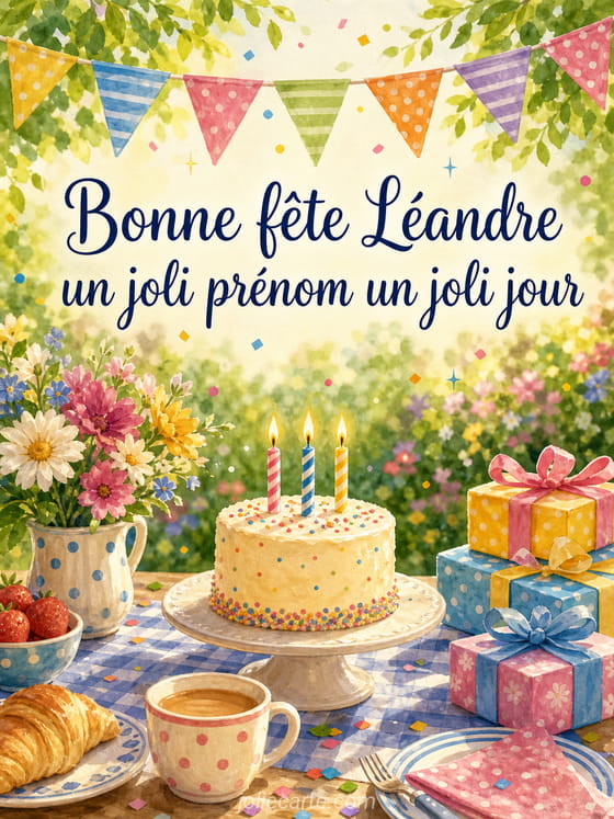 Carte bonne fête Léandre