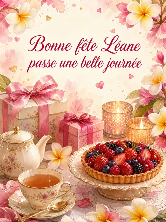Carte bonne fête Léane