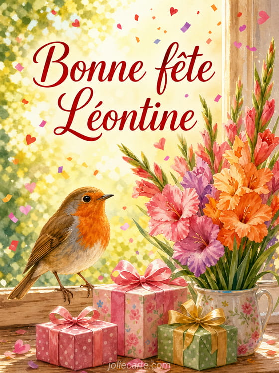 Carte bonne fĂȘte LĂ©ontine