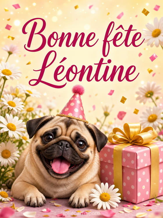 Carte bonne fĂȘte LĂ©ontine