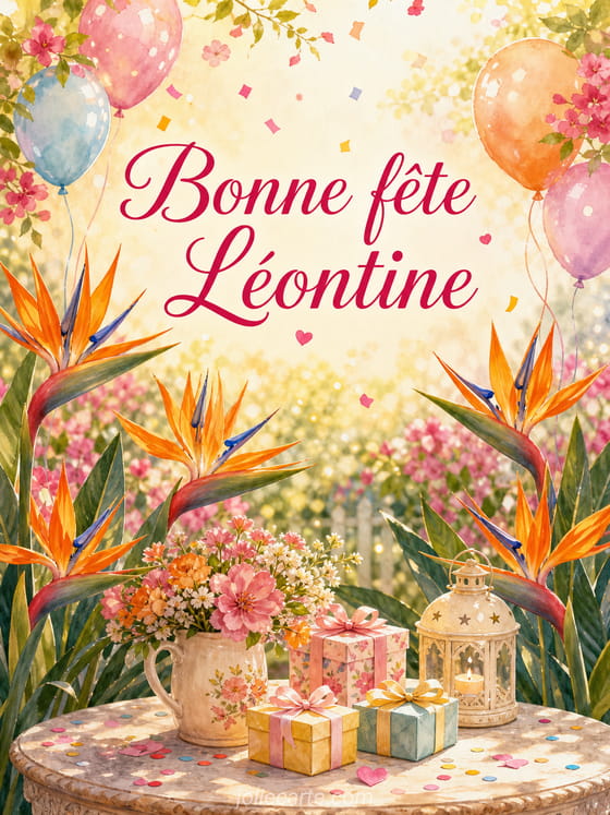 Carte bonne fĂȘte LĂ©ontine