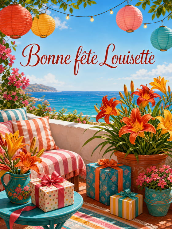 Carte bonne fĂȘte Louisette