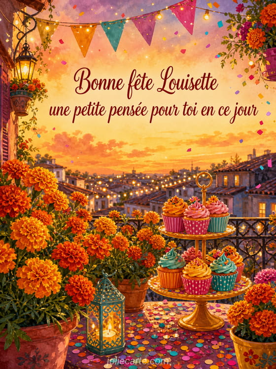 Carte bonne fĂȘte Louisette