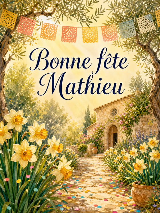 Carte bonne fête Mathieu