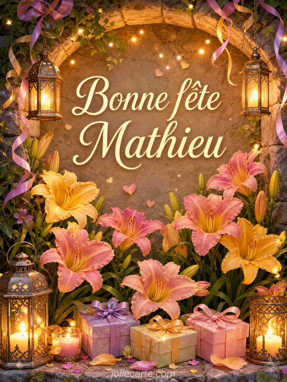 Carte bonne fête Mathieu