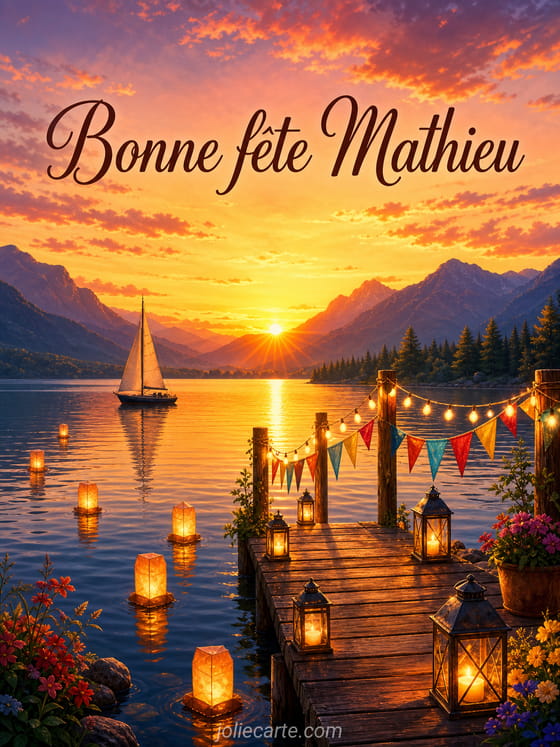 Carte bonne fête Mathieu