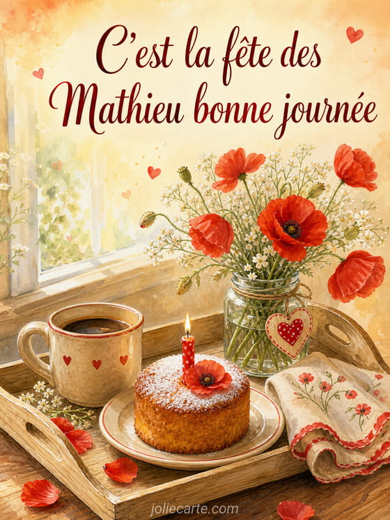 Carte bonne fête Mathieu