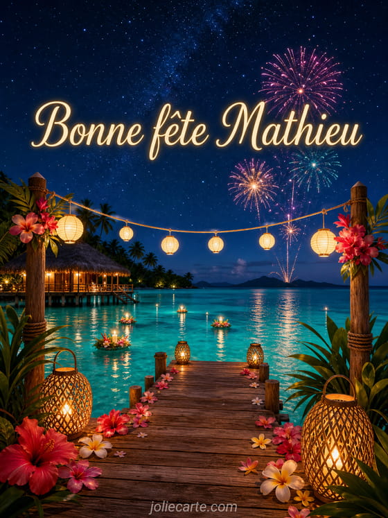 Carte bonne fête Mathieu