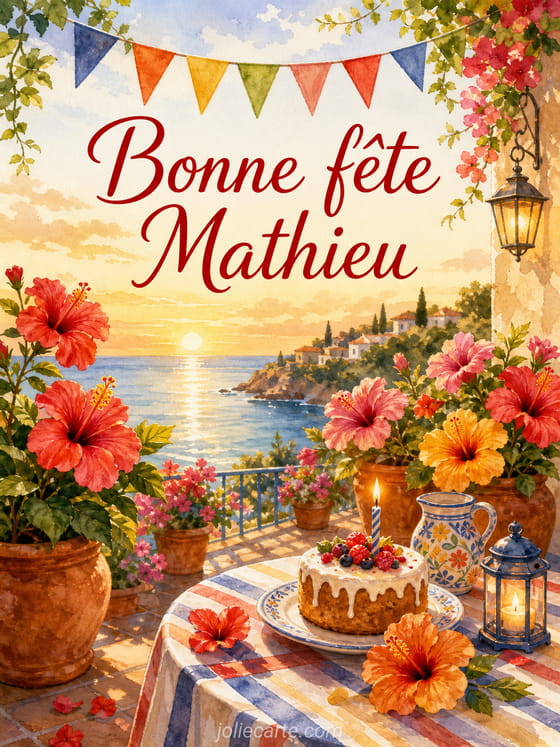 Carte bonne fête Mathieu