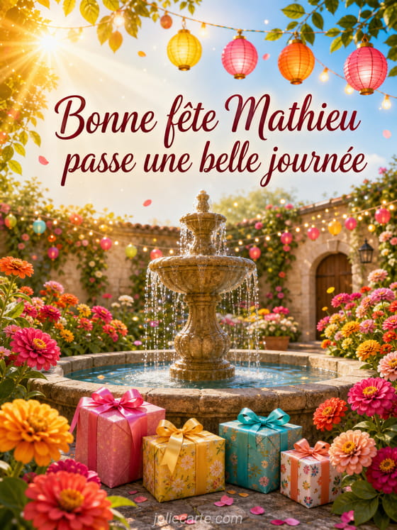 Carte bonne fête Mathieu