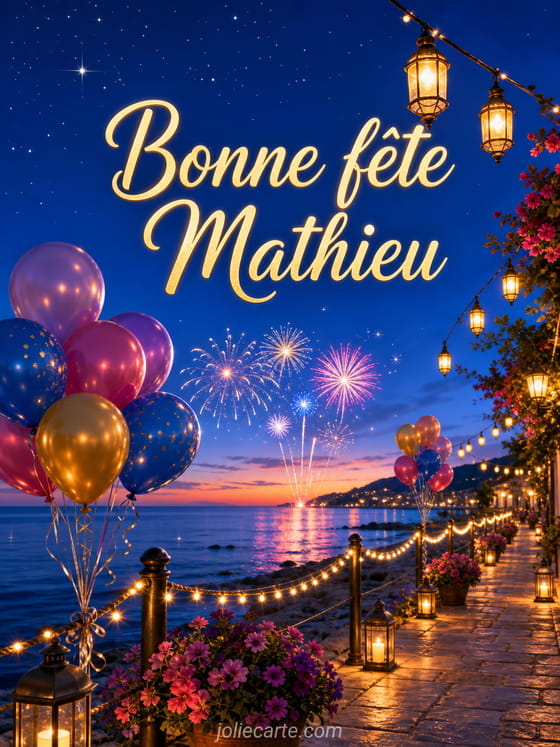 Carte bonne fête Mathieu