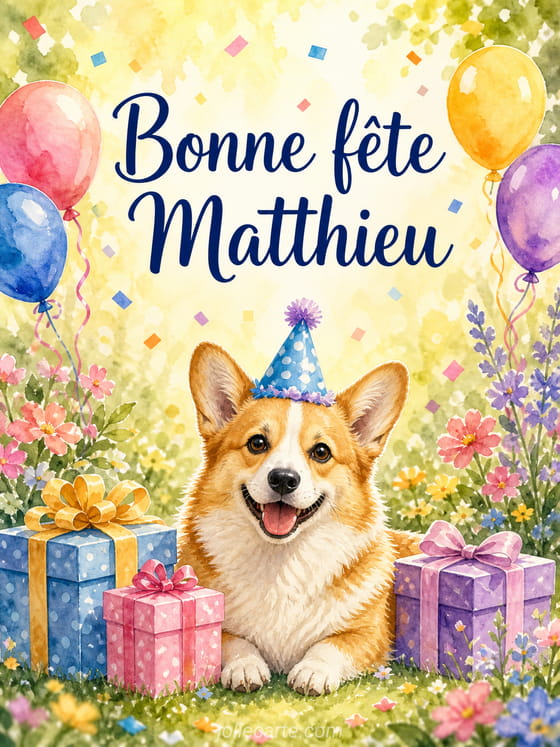 Carte bonne fête Matthieu