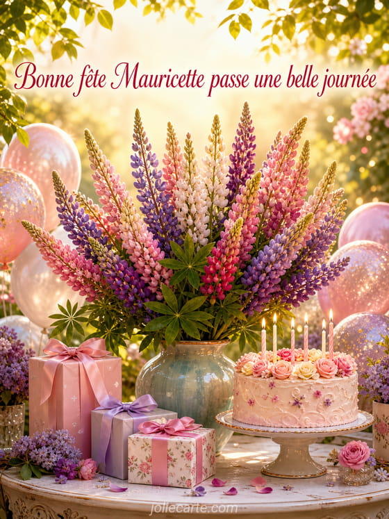 Carte bonne fĂȘte Mauricette