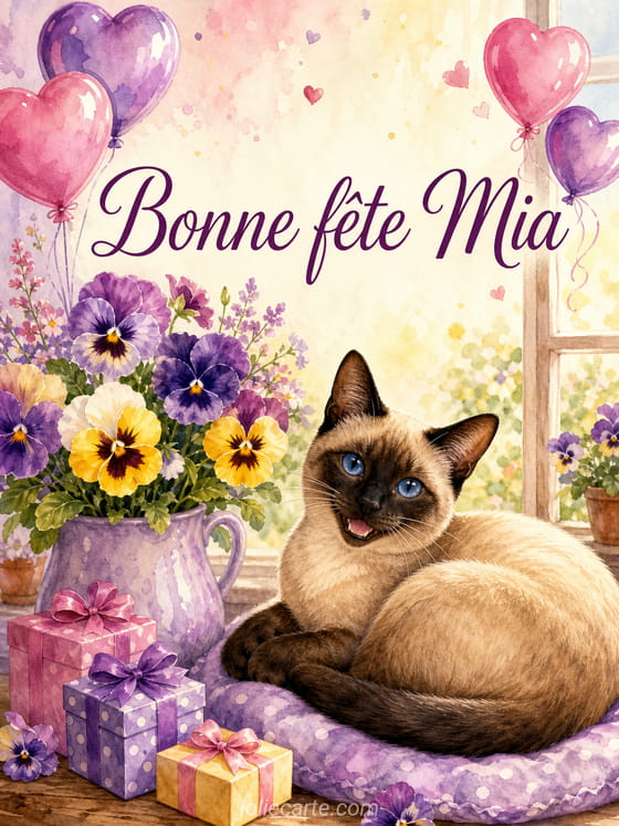 Carte bonne fête Mia