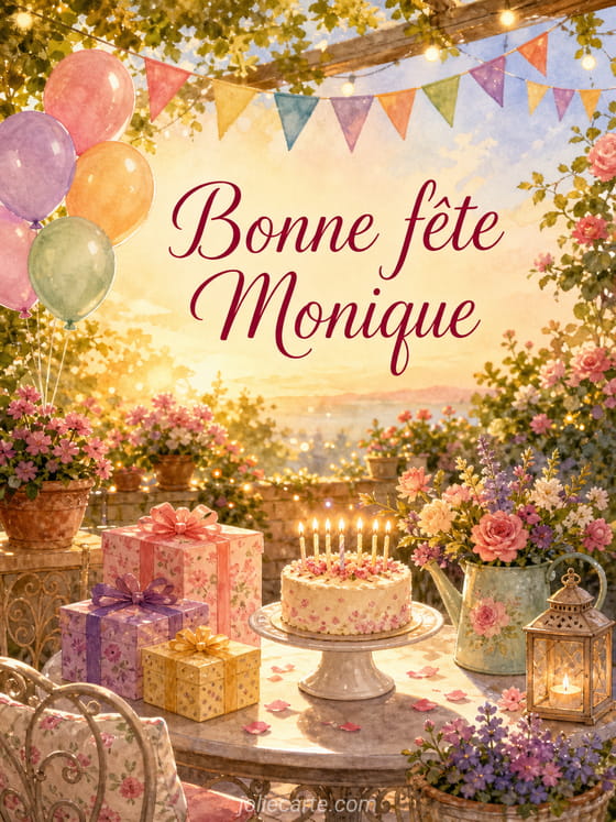 Carte bonne fĂȘte Monique