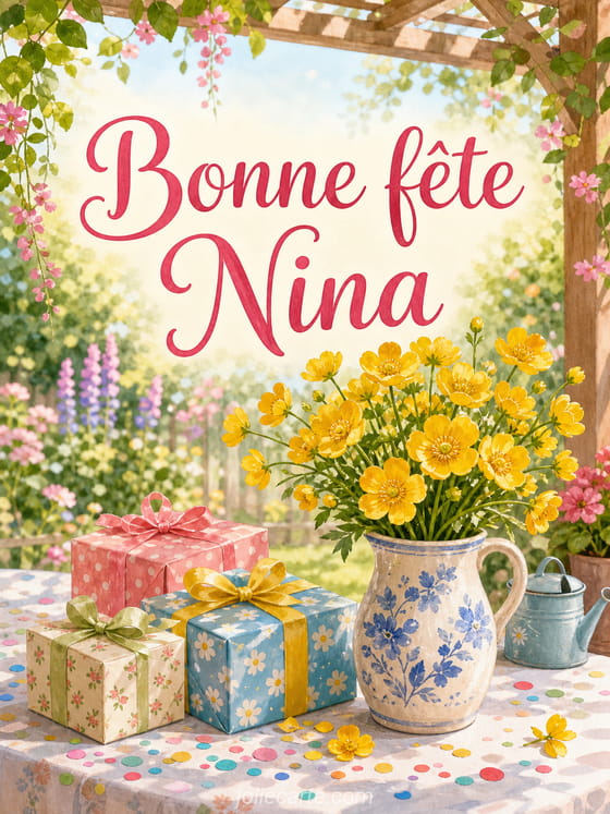 Carte bonne fête Nina