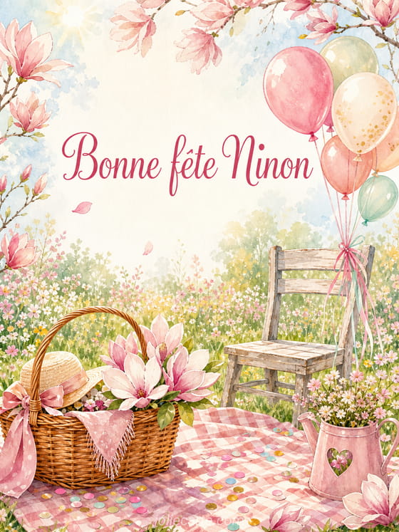 Carte bonne fĂȘte Ninon