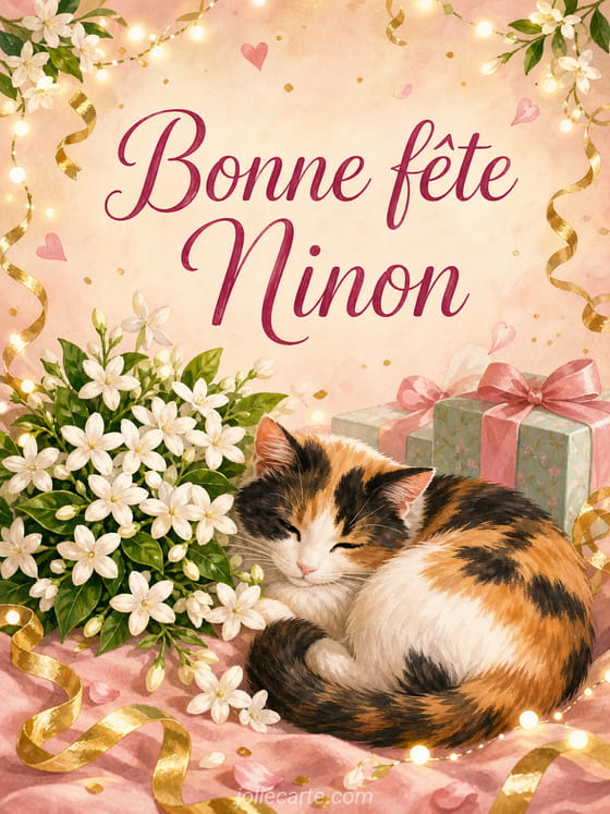 Carte bonne fĂȘte Ninon